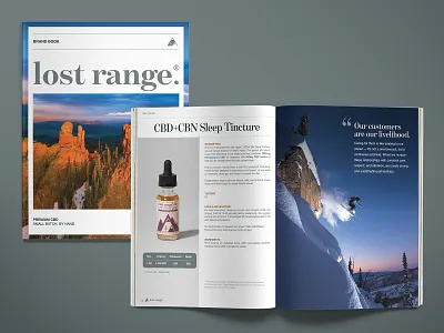 Lost Range Brand Book book brand cannabis cbd colorado custom photography design edibles layout lifestyle lost magazine natural page product range salve scenic spread tincture