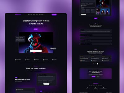AI Video Creating Landing Page ai landing page ai tool ui ai video creator ai website design animation branding design ios landing page modern saas design ui uiux video editing web design