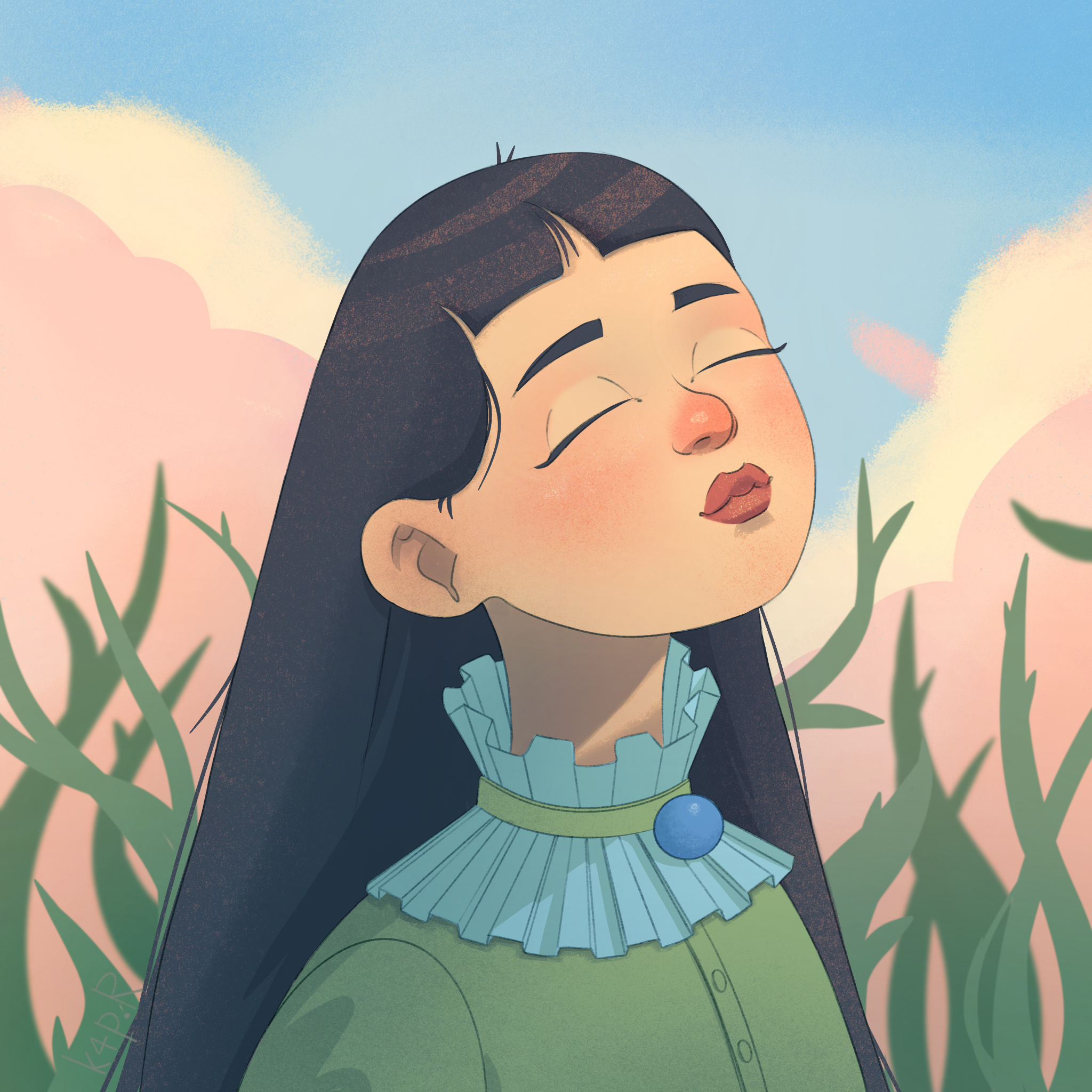 Field Serenade bookart childrensbookillustration colorpalette digitalpastel fieldillustration flatcolors girlillustration illustrationprocess kidsillustration lineart listening natureillustration pastelart peaceful processreveal quietmoment serene storytelling wind