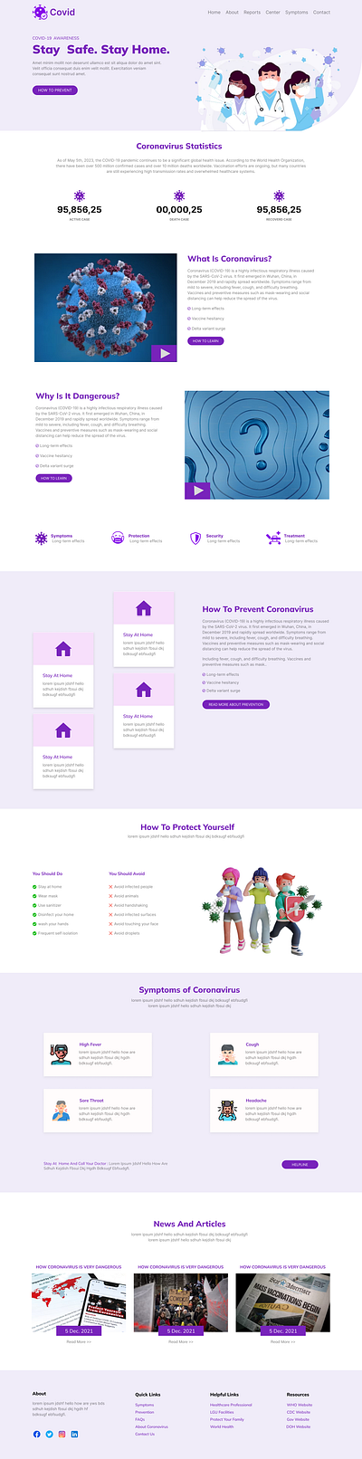 Stay Safe: COVID Updates covid covid website safe ui ui design updates website