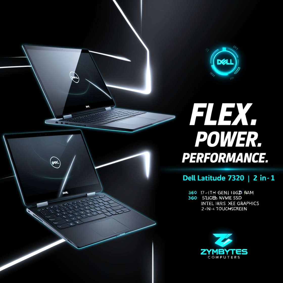 ZYMBYTES COMPUTERS - SOCIAL MEDIA GRAPHICS THEMED 🖤 branding graphic design laptop neon social media design social media graphics tech