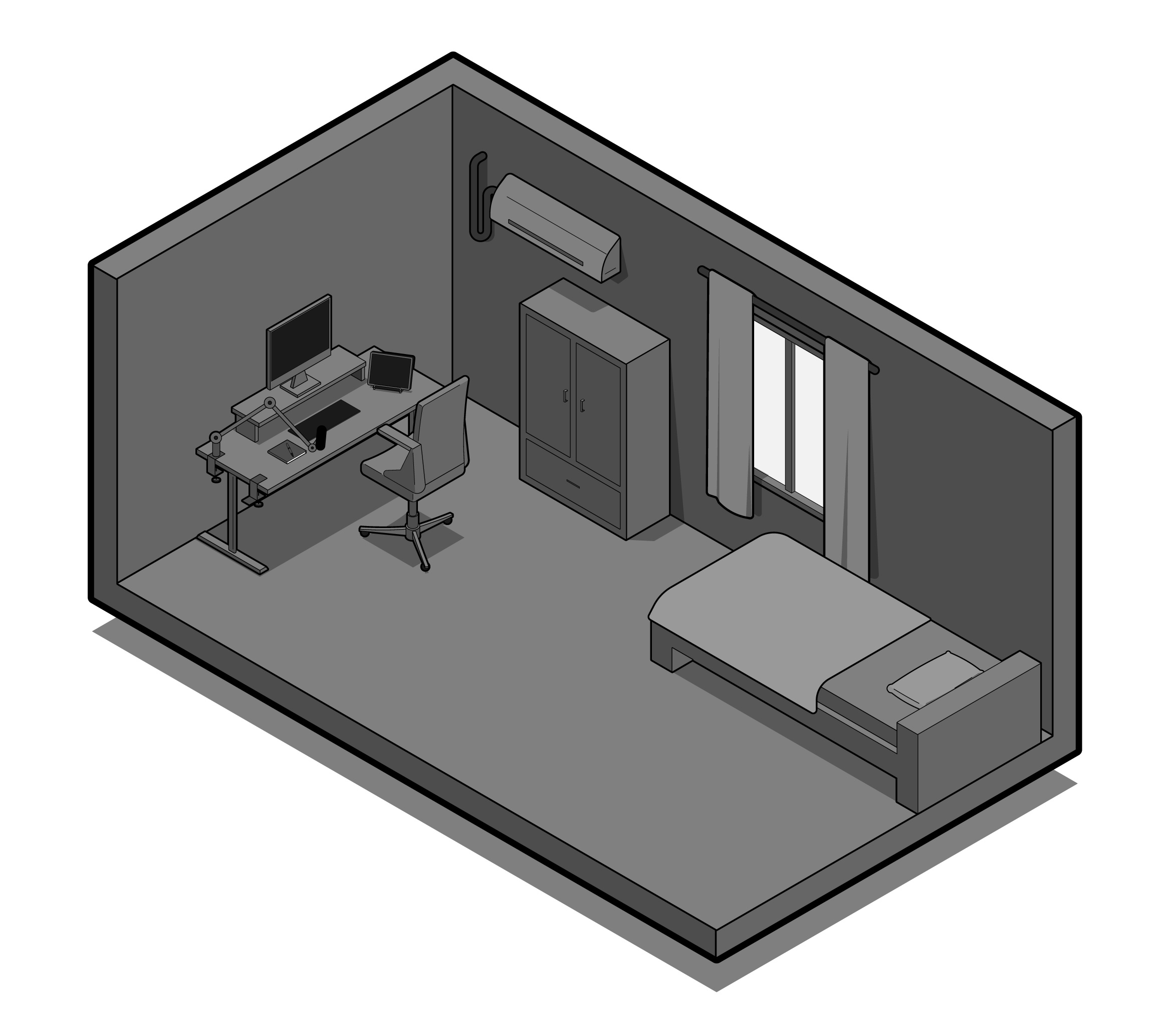 My Space interior isometric illustration