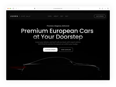 Premium Сar Sales Landing black clean ui design figma landing minimalism premium ui white