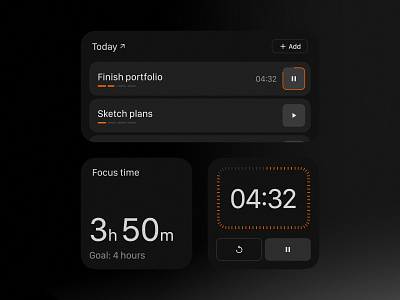 Pomodoro widgets app design interface ios management mobile pomodoro time ui uiux widget widgets