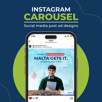 Instagram Carousel Design – GBS Malta x GEDU banner branding campaign design education industry education promotion graphic design illustration layoutdesign logo photoshop social media social media carousel post socialmediaads