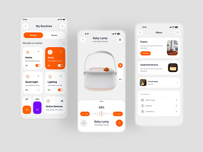 Smart Lamp Mobile App app app design device home automation ios app lamp menu minimal mobile mobile app mobile app design mobile ui smart lamp smarthome trend ui design ui ux ux