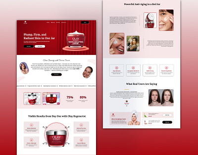 Cosmetics Landing Page Design apply beauty cream cream e commerce face facial female graphic design hero banner marketing massage mostarizer olay product real reviews salon ui user web design