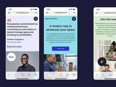 Popcapacity Website app branding clean figma ios landingpage mobile rwd sellers ui ux warehouse website