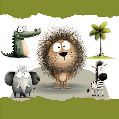 Cute Minimalist Safari Animals calm jungle