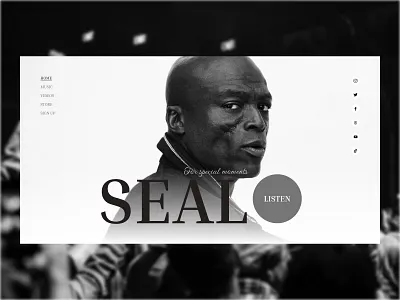 Hero Section - Seal art directed branding design editorial design graphic design hero section music musician seal singer ui user interface web design