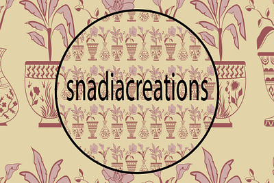 Vintage Patted Plants fabric designer floral garden home decor interior design minimalist nature outdoor potted plants seamless pattern spring summer textile pattern designer vector vintage wallpaper design