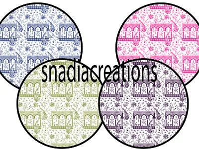 Toile de jouy Mughal garden botanical charming elegant fabric print floral home decor interior design maximalist nature palm trees peacock seamless pattern surface design textile design toile de jouy traditional vector vintage wallpaper design