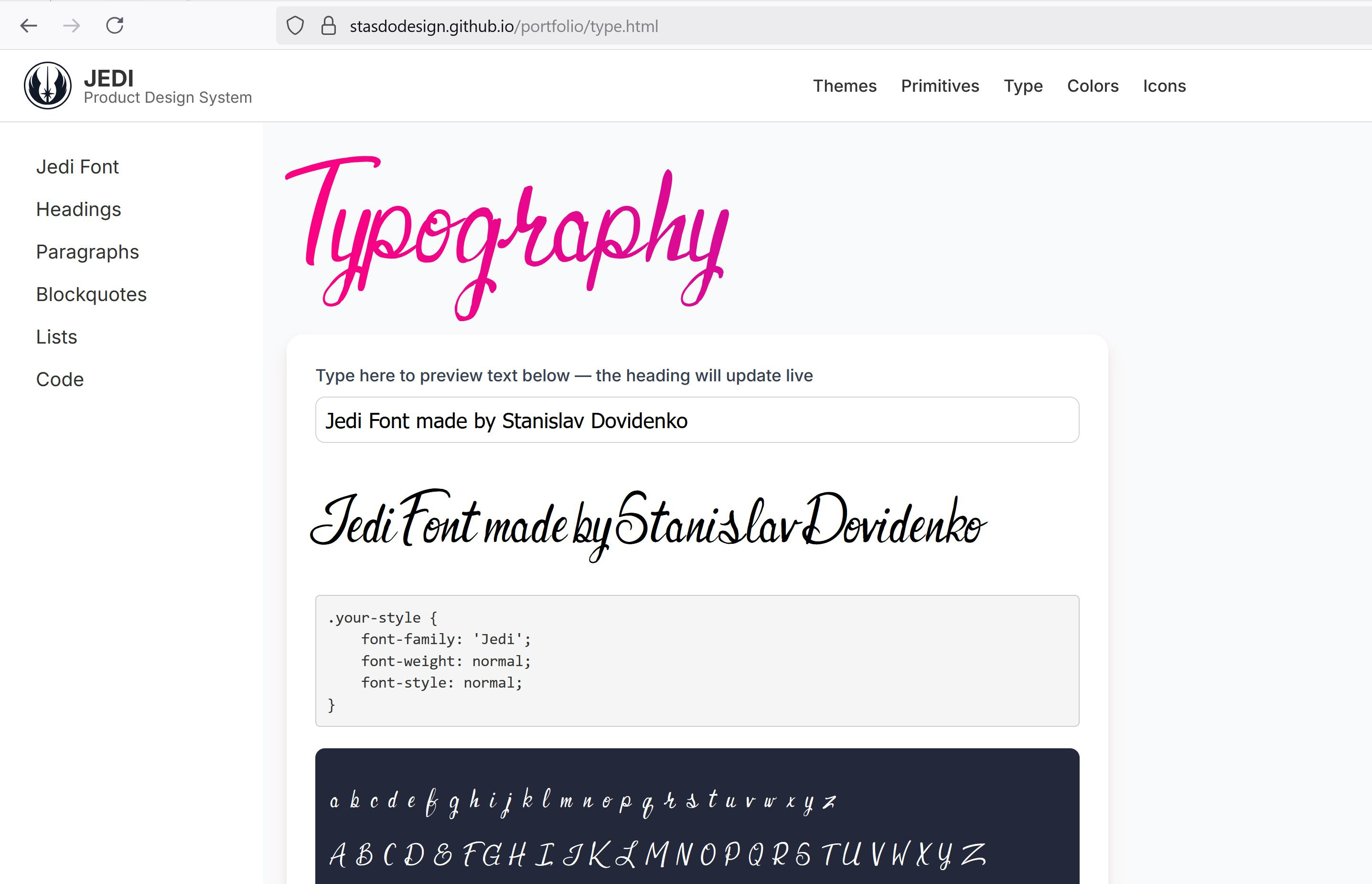 Typography for Jedi CSS. Product Design System designsystem font graphic design jedi jedicss lettering type typography ui