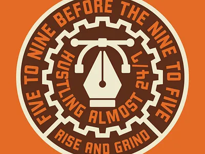 FIVE TO NINE badge design hustle illustration illustrator logo patch pen tool pen tool badge retro rise and grind vintage