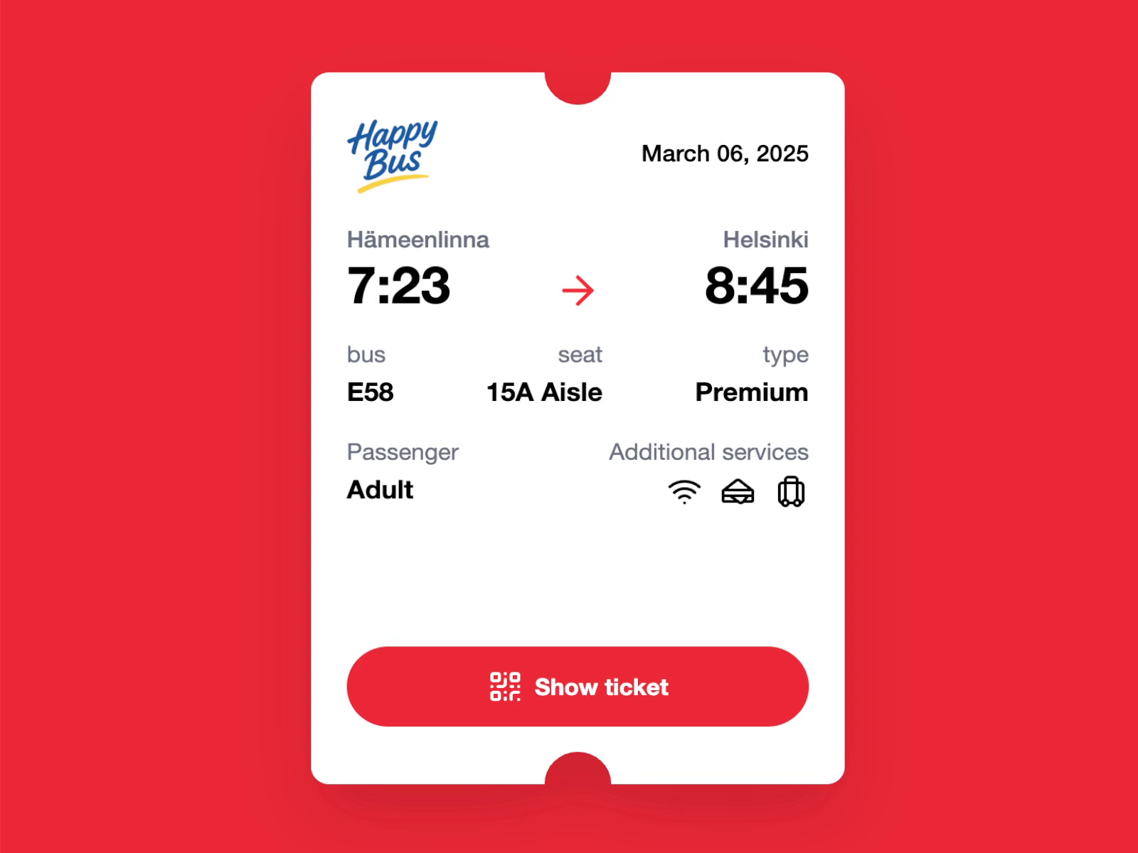 Example of Bus Ticket Flip Animation
