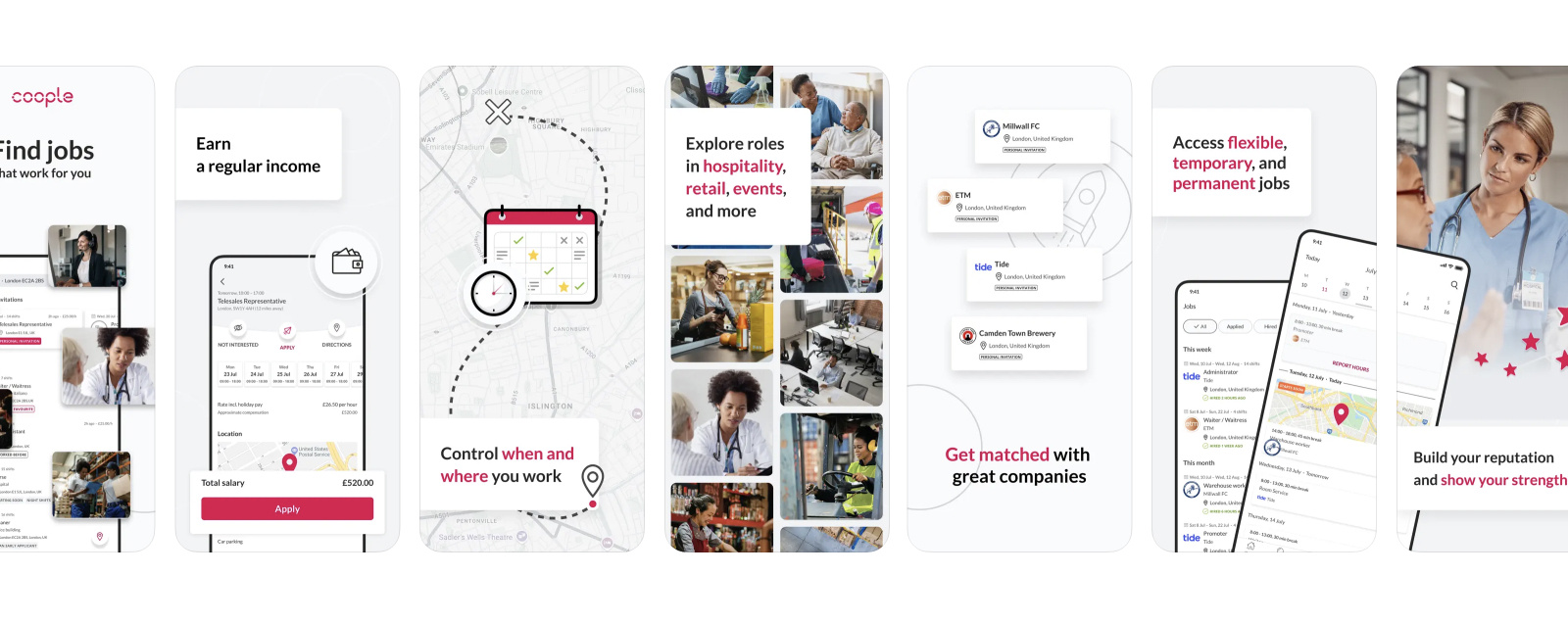 App Store Screens — Visual Storytelling for Job Seekers app growth app marketing design app store optimization app store screenshots clean clean layout conversion design healthcare design industry showcase job app mobile app design product marketing