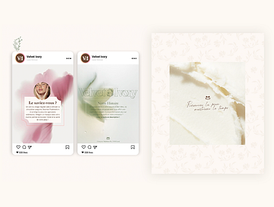 Velvet Ivory Logo Beauty Salon beauty branding cream flowers graphic design logo minimal nature pastel salon skin soft texture vector