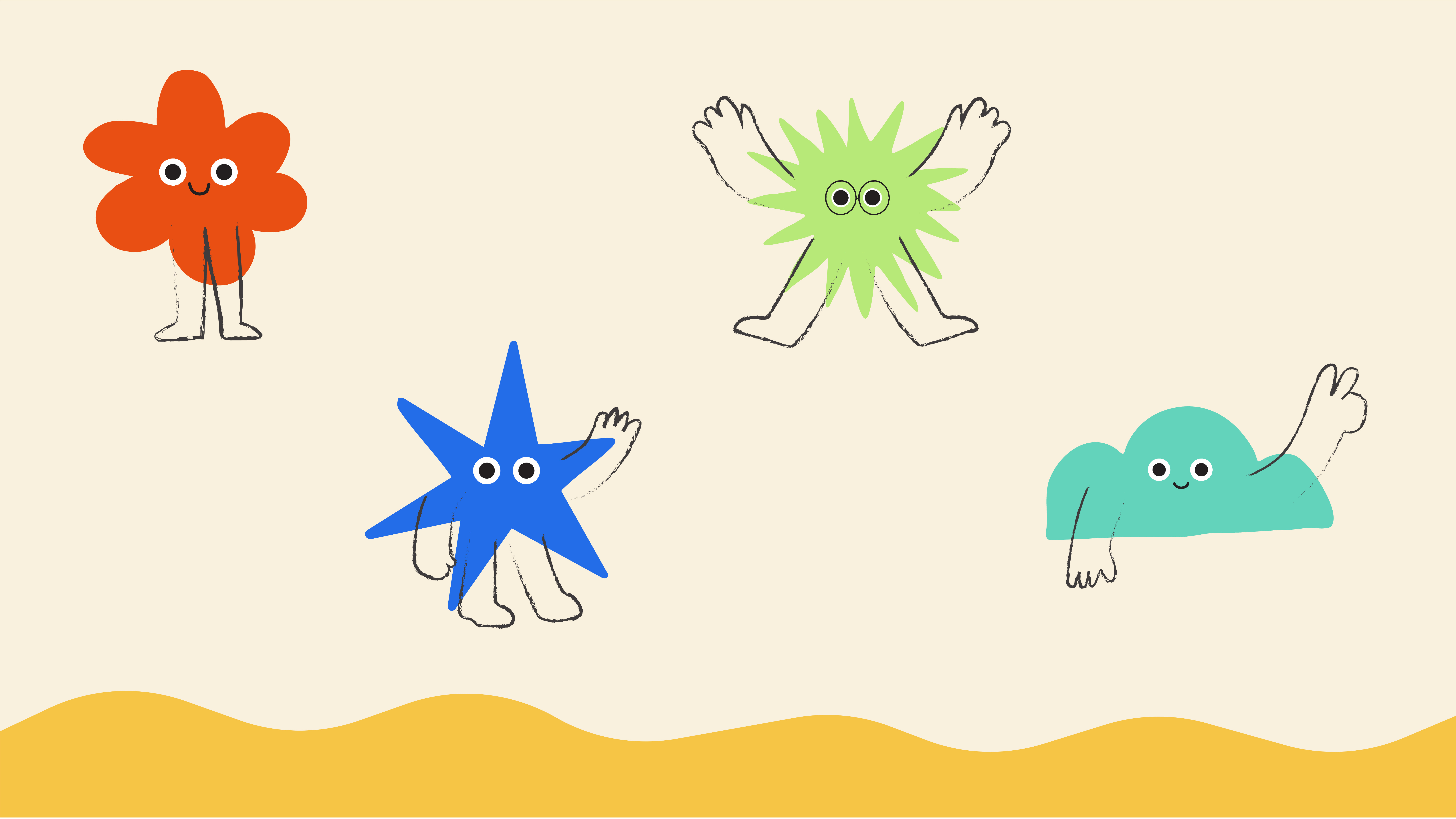 Character designs 🌼🌀✴️☁️ branding characters fun illustration shapes