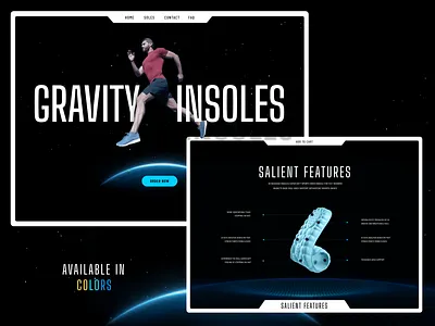 Futuristic eCommerce Landing Page Design agency design ecommerce fashion future futurstic graphic design gravity health insole landing page popular product page design recent scifi shoe space web design woo commerce