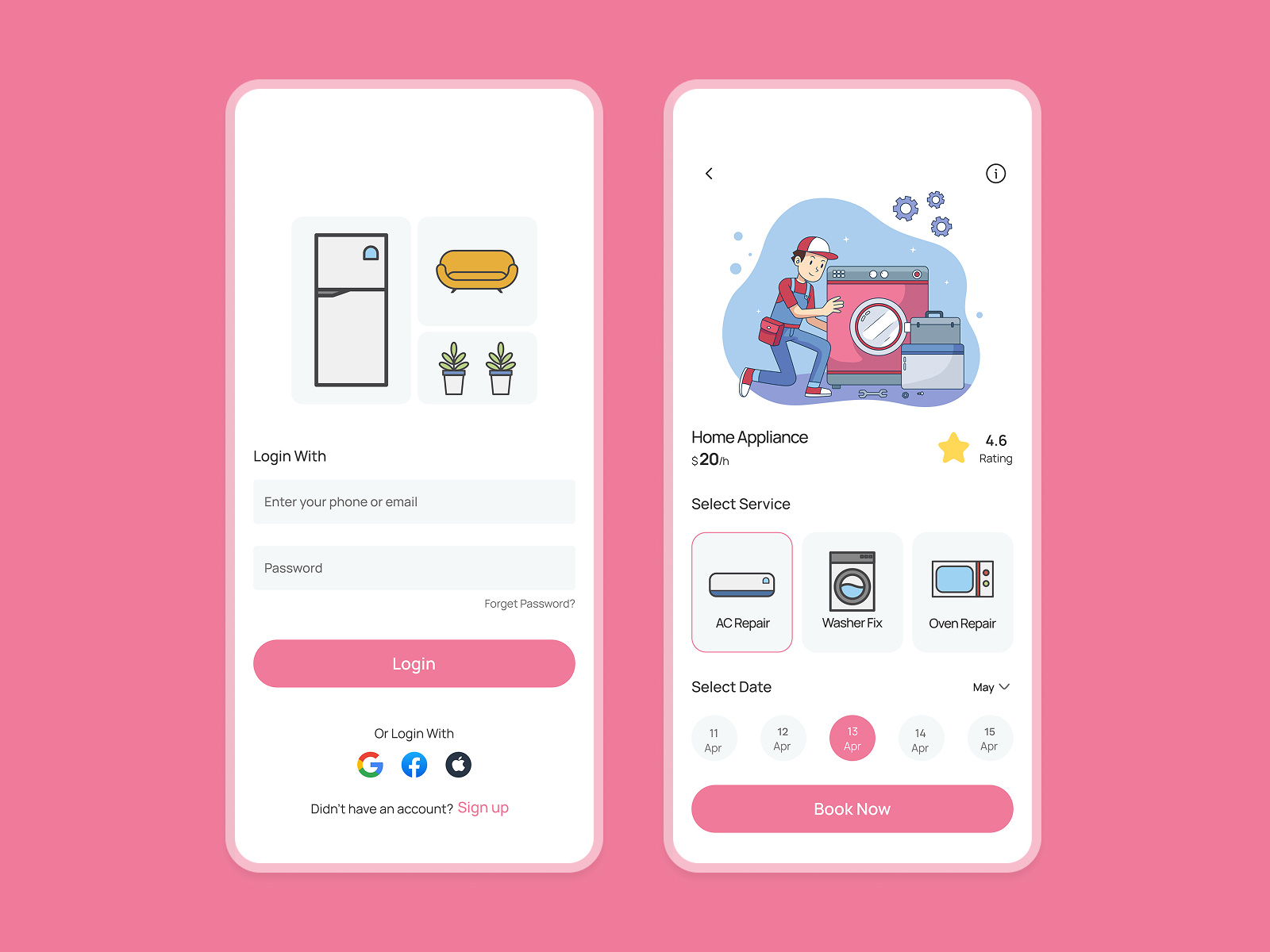 Home Service App UI/UX Design instanthomeservicebooking