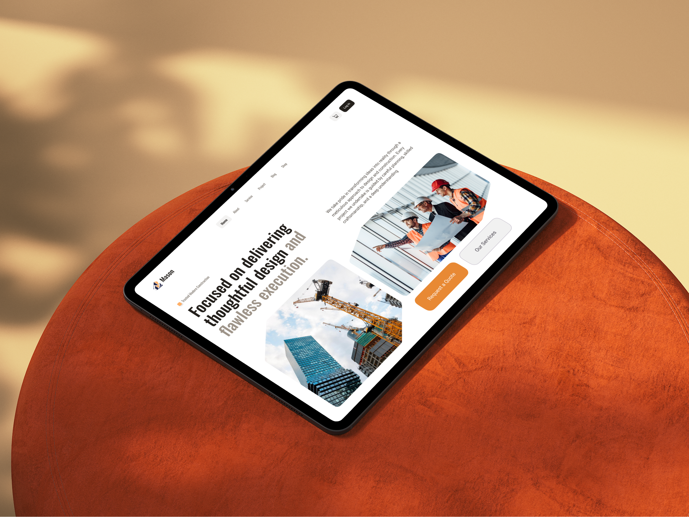 Responsive Construction Company Website Design UIUX Design interface product service startup ui ux web