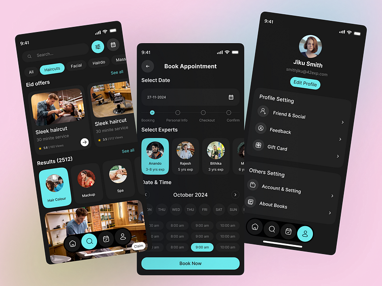 Barber Salon Booking Mobile App by UIX Maruf Hossen on Dribbble