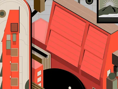 Hotel architecture branding city design digital editorial hotel icon illustration indonesia isometric java merchandise minimal mountain orange perspective ui vector