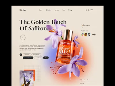 Branding for Saffron Skincare 3d ayesha beauty brand identity branding cosmetics design emblem graphic design label landing page minimalist organic packaging saffron skin care skincare ui ui design