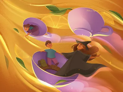 Tea Witch's Retreat character design children art children book children book illustration childrens book childrens book illustration childrens illustration design freelanceillustrator illustrationcommission kidlit kidlitart kids illustration openforcommissions picture book