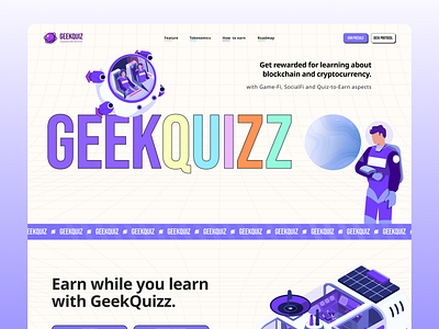 GeekQuizz crypto game landing pages quizz ui design ui trending