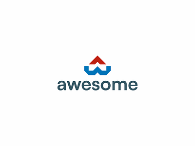 Awesome AW monogram 3d aw awesome blue design graphic design lettermark logo monogram navy negative red space
