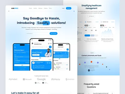 Saasify Your Workflow Winspace Landing Page Design ai b2b clean doctor fire health healthcare landing page landing page design medical mobaile app design saas saas landing page saas landing page ui design saasify solution ui ux visit website design