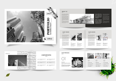 Minimalist Black and White Company Profile Template visual architecture showcase