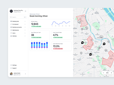 KPI Dashboard for WunderMobility Web App dashboard design data visualization fleet management kpi layout metrics minimal mobility mobility app product design saas ui ux web app
