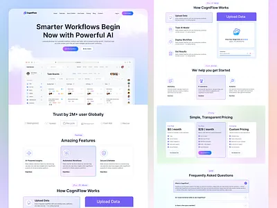 Smarter Workflows with Cogniflow AI – Landing Page Design apartement appdesign automation branding dashboard graphic design illustration interfacedesign landingpage logo productdesign saas tech ui uidesign uxdesign vector webdesign website workflow