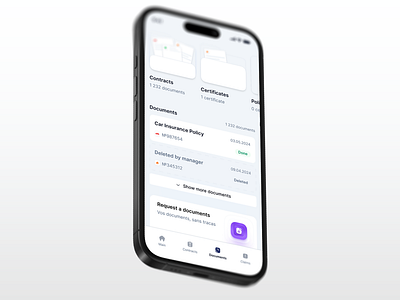 Fintech - Documents and contract screen app app design application design blur clear contract contract screen dashboard documents documents screen fintech mobile app mobile design mockup sertificates