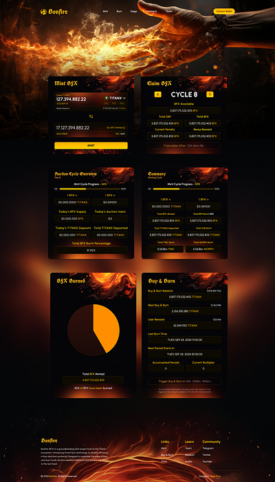 Bonfire - dApp Dashboard UI blockchain crypto dapp dashboard defi design figma ui uiux