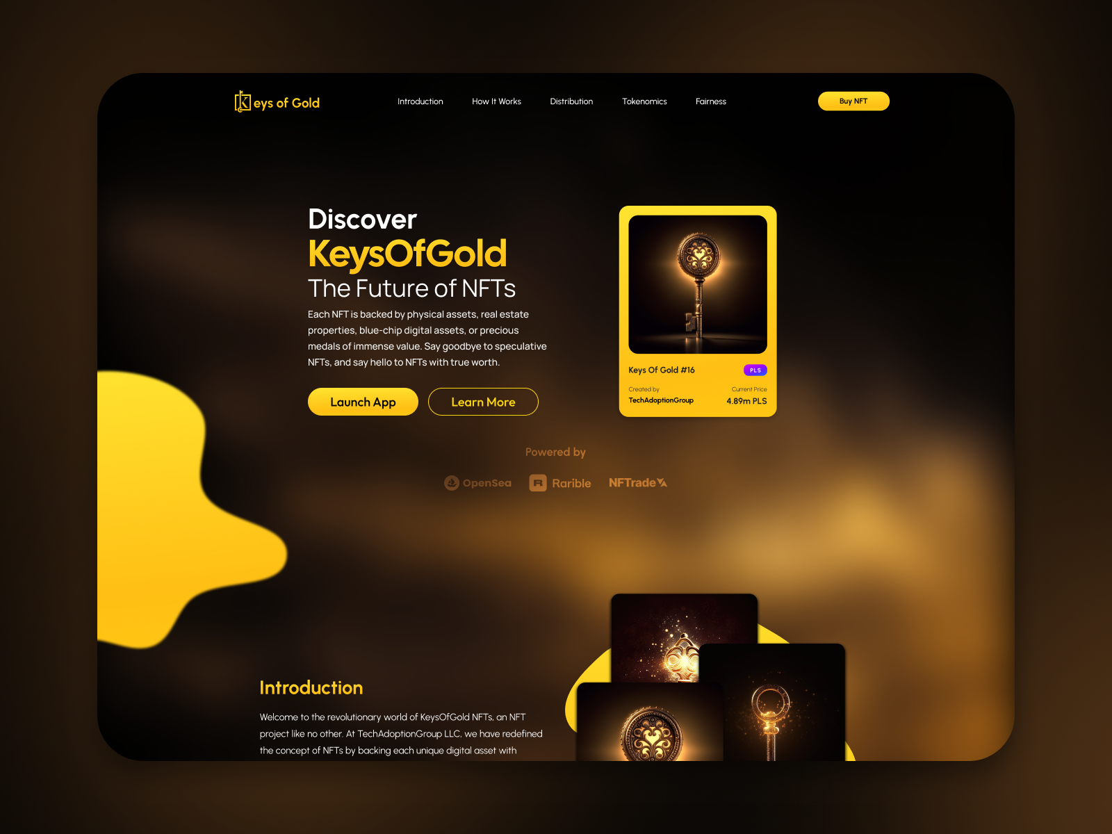 KeysOfGold – NFT Landing Page UI blockchain branding crypto dapp defi design figma landing page nft product design ui