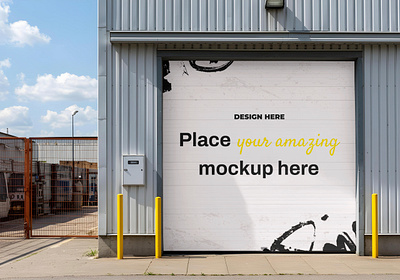 Free Roller Door Mockup advertising branding door facade free free mockup mockup roller roller doors shutter wall