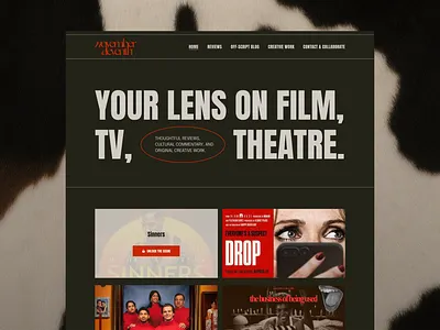 Homepage for film, TV & theatre reviews website contemporary film homepage modern reviews theatre tv ui ux webdesign website design