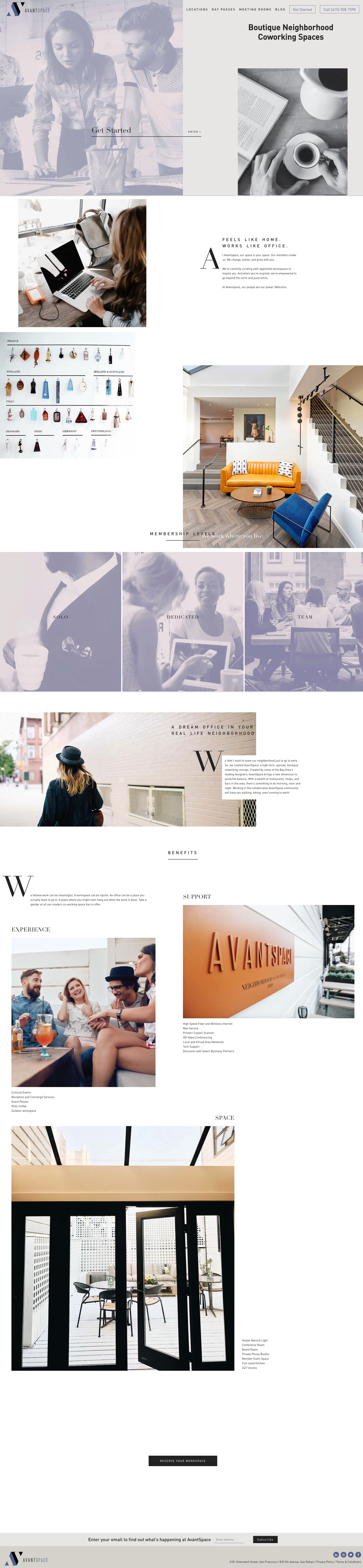 Avant Spaces Website Design design figma framer landing page minimalistic ui ux website