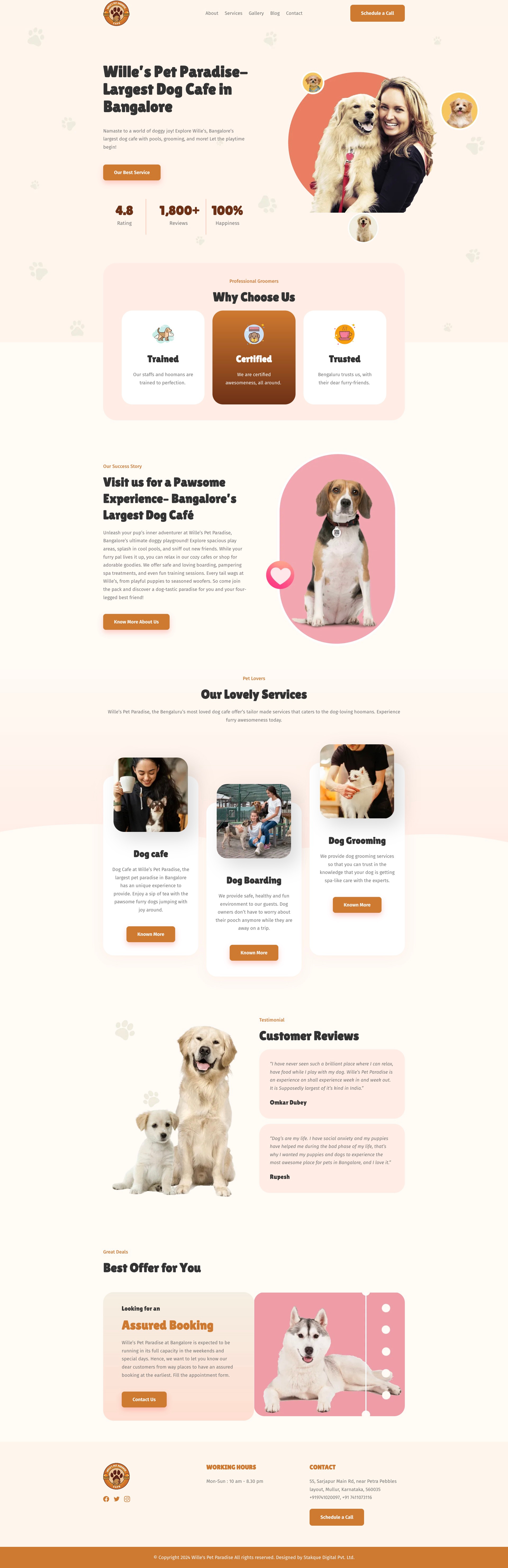 Wille's Pet Paradise - Designed & Developed in Framer design development figma framer frontend landing page minimalistic ui ux website