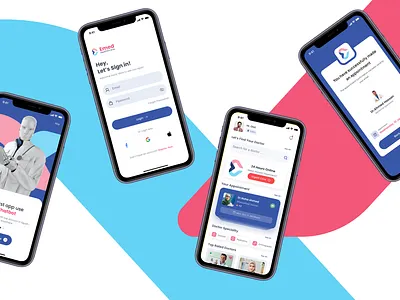 Emed Online Doctor Appointment App with UX UI Case Study application clean design system doctors mobile