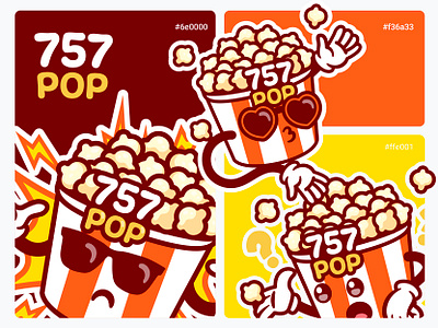 PopCorn 🍿 Sticker branding character characterdesign cute design dribbble illustration logo mascot popcorn sticker stickerpack ui vector