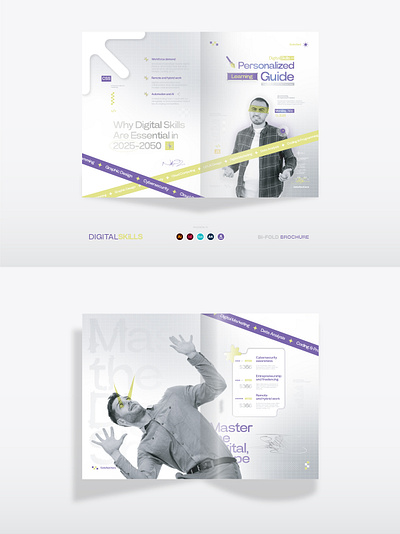 Digital Skills: Bi-Fold Brochure Template a4 advertisement brochure bi fold bifold brochure template canva concepts creative creative brochure digital marketing digital skills folding brochure graphic design learning print template