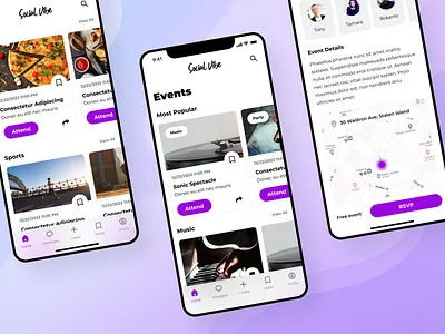 Social Vibe Mobile App - Home application clean design drumncode interface light theme mobile mobile app mobile app design social ui ui kit ux web development