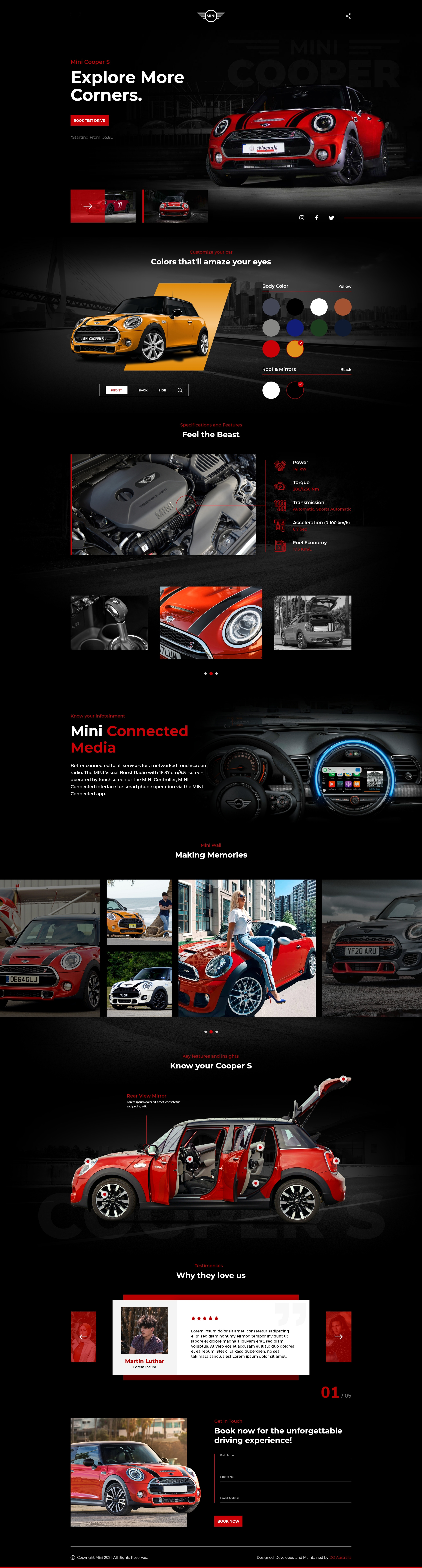 Mini Cooper Car Landing Page | Car Website Design automotive branding car creative design graphic design landing page product ui uiux website website design websites