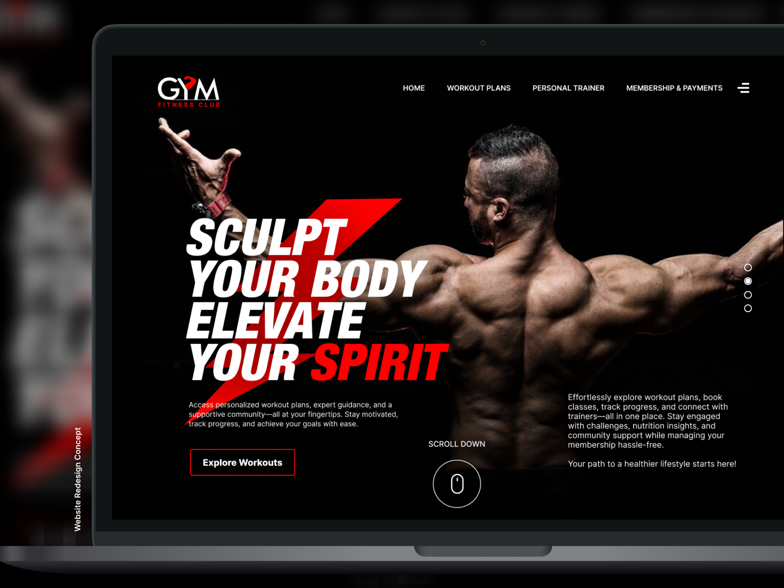 Fitness Gym - Concept Website bodybuilder club concept design fitness fitness club gym gym club mobile app mobileui spirit ui web website