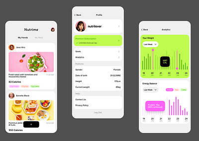 UI/UX design for AI Nutrition App figma health and wellness mobile app design uiux design user experience