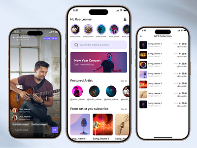 Blockchain-based music streaming platform app app concept app design appdesign blockchainmusic cryptomusic decentralizedapp design dribbbleshots mogoapp musicappdesign musictech musicux nftmusic ui ux